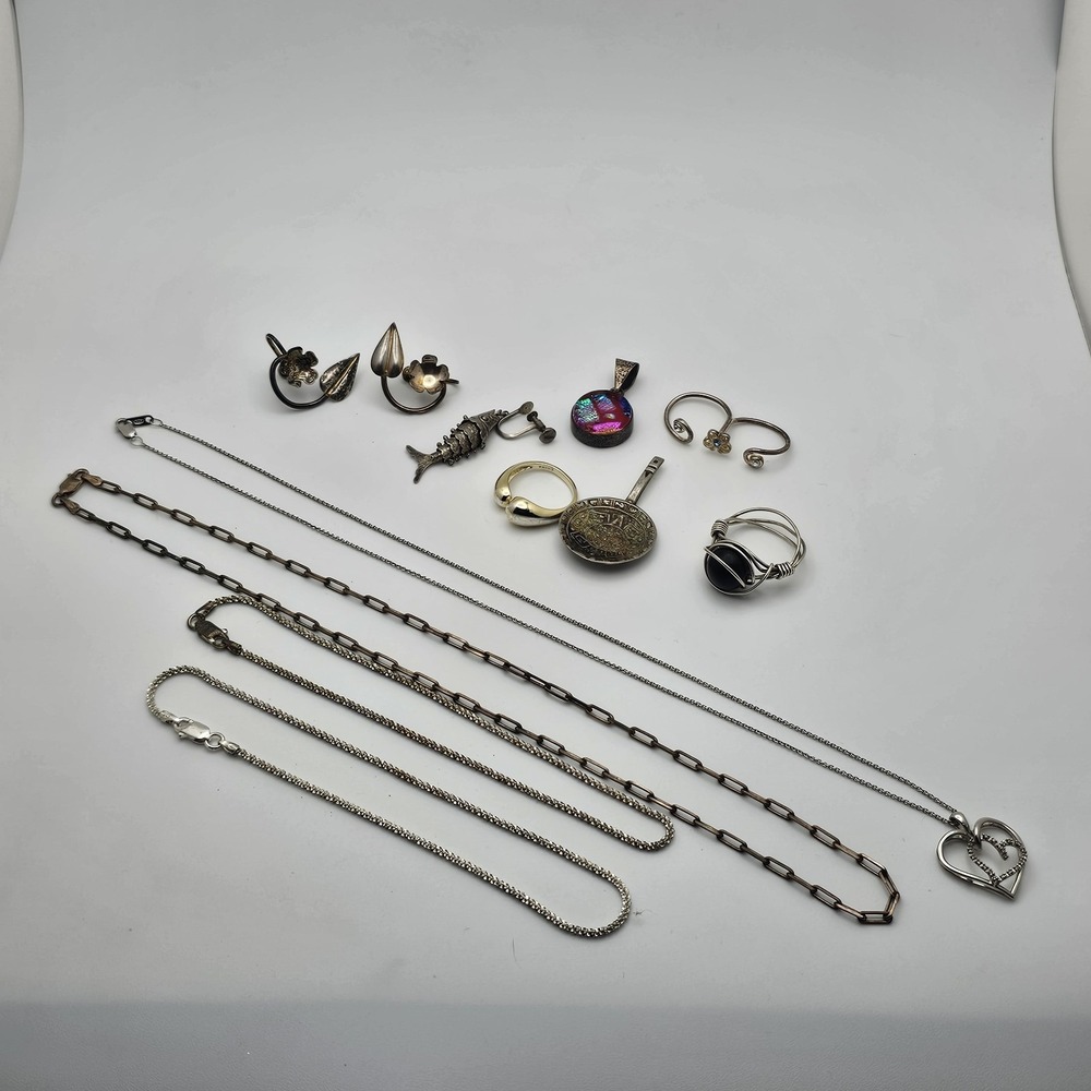Vintage 925 Sterling Silver Jewelry Mostly Wear, Some Scrap Or Repair 34.8g